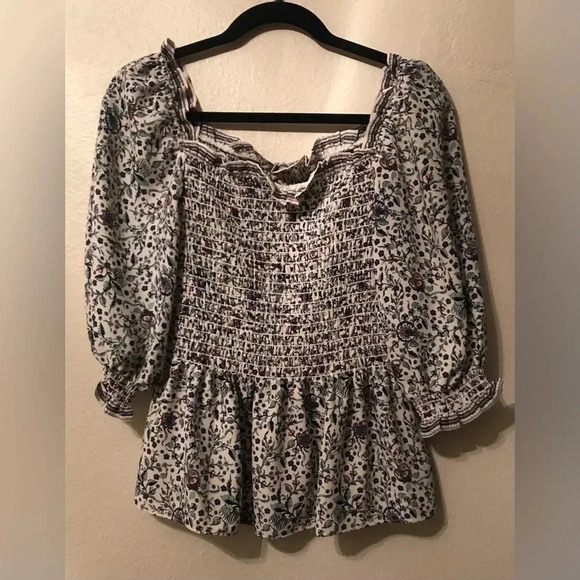 Max Studio Floral Peplum Blouse Size Medium - Picture 3 of 5